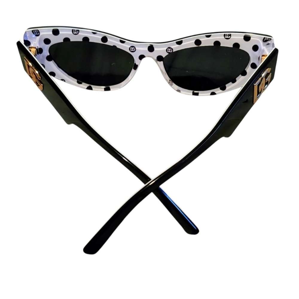 Dolce & Gabbana Black Cat-Eye Sunglasses with Gold DG Accent - Picture 5 of 6